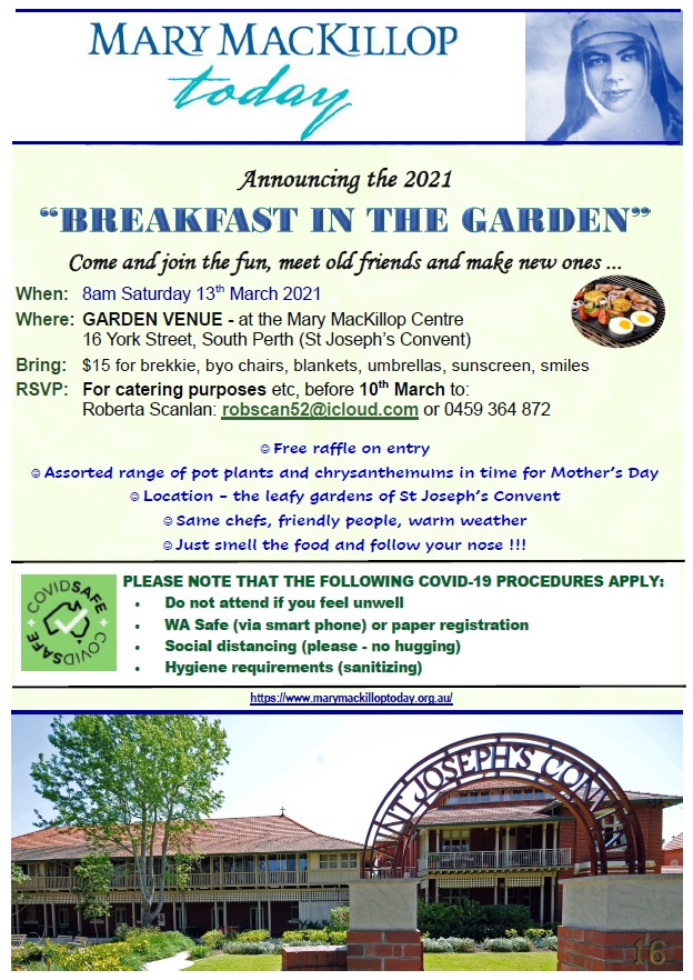 Breakfast in the Garden March 2021 flyer