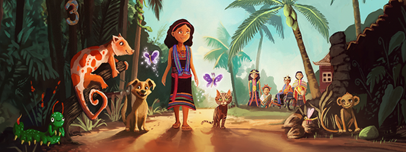 Early app concept art, featuring local characters and elements